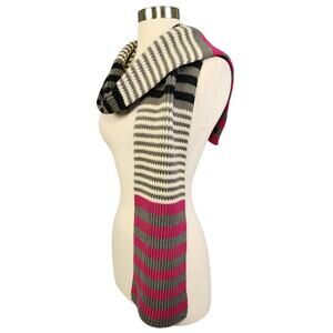 Vera Bradley Striped Knit Scarf - Black, Gray, Pink